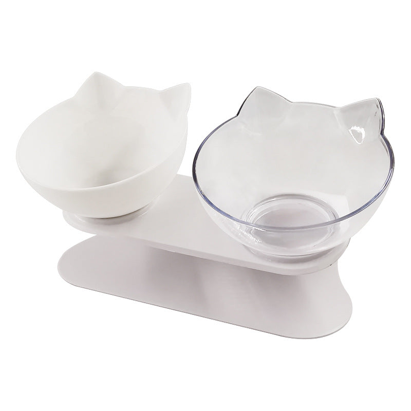 New Inclined Food Cat Ear Oblique Mouth Transparent Single Pet Bowl Pets Fashion