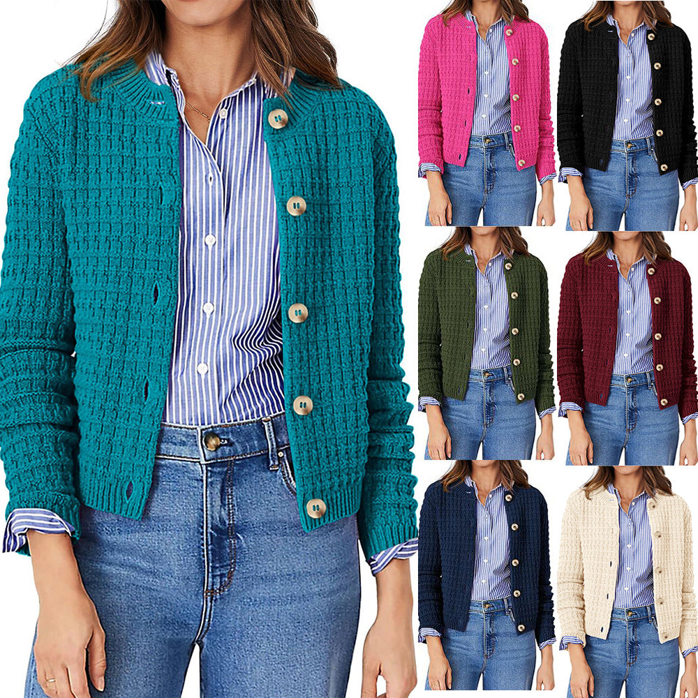 Women's Solid Color Commute Knitted Cardigan Casual Sweater Coat LuxuryLifeWay Online Store