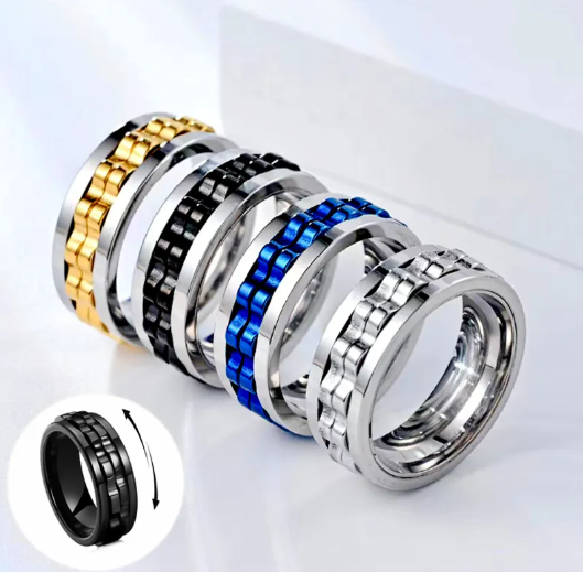 Stainless Steel Spinner Fidget Ring for Men Best YouTube Store