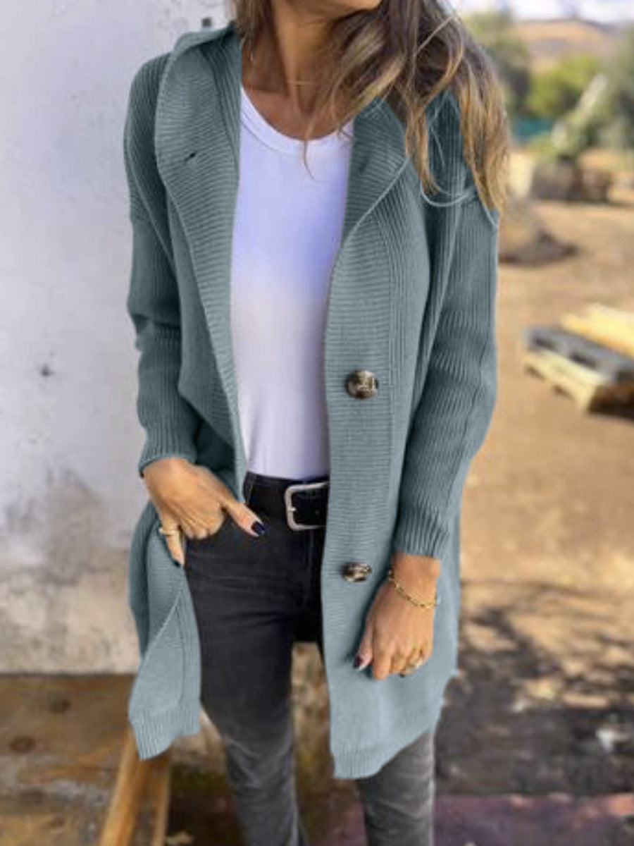 Mid-length Sweater Cardigan Women's Clothes Light Gray CJD