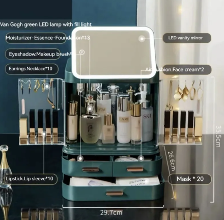Lighted Mirror Makeup Storage Box LadyShow.Store