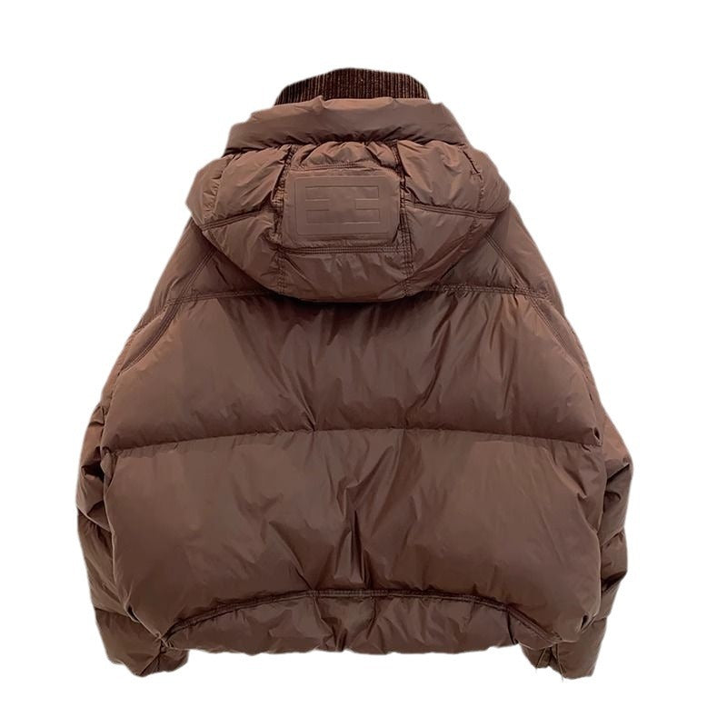 New Hooded Loose Slimming And Fashionable White Duck Down Bread Coat Best YouTube Store