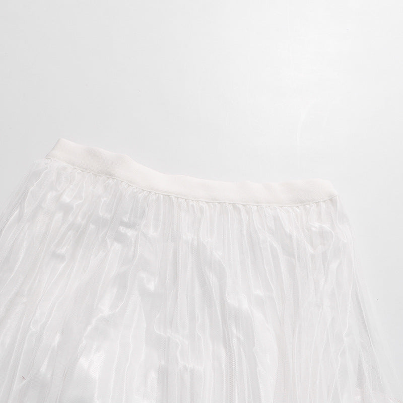 High Waist Pleated Ruffle Hem Midi Skirt NorixaFashion.com