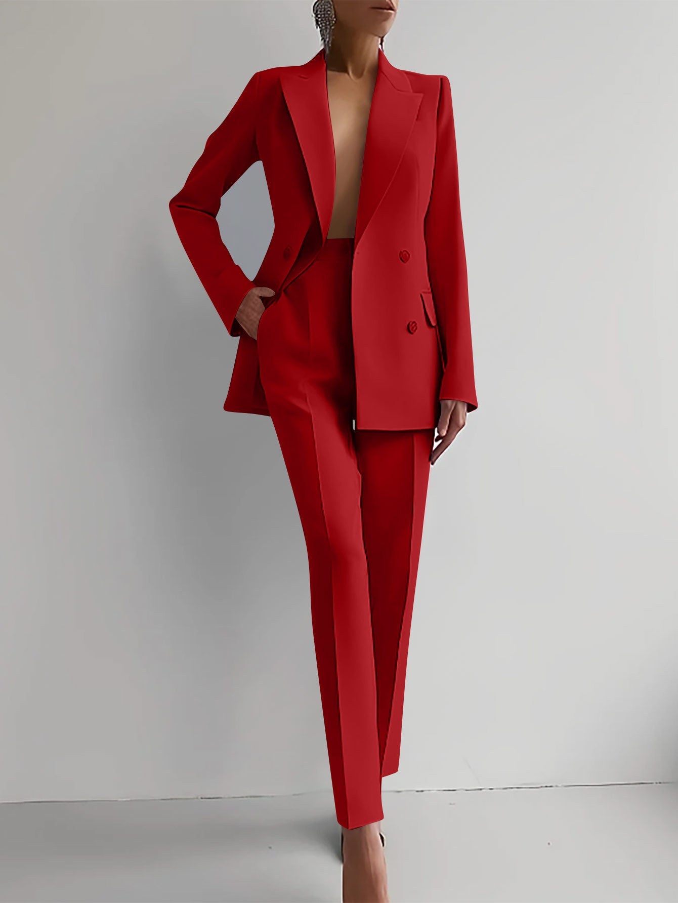 Casual Suits Fashion Long Sleeve Single-breasted Jacket Top And Slim Fit Trousers Women's Business Suits NorixaFashion.com