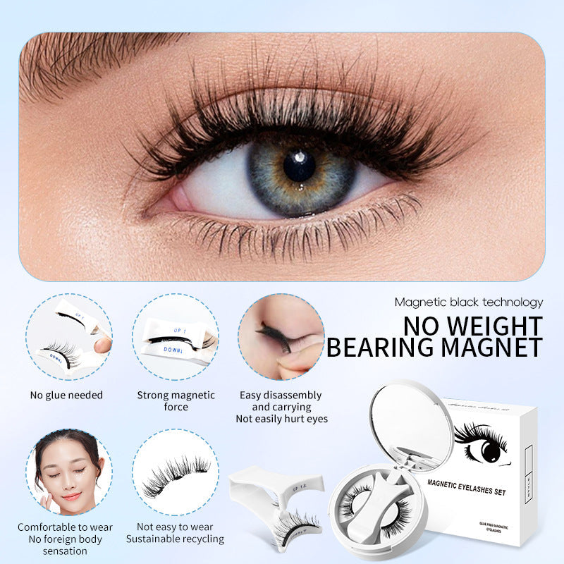 Magnetic False Eyelashes Integrated Storage Box Glue-free Magnet False Eyelashes Natural Makeup Tools With Applicater LadyShow.Store