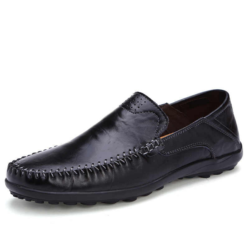 Men's Casual Leather Shoes Lightweight And Versatile British-style Round Toe Best YouTube Store