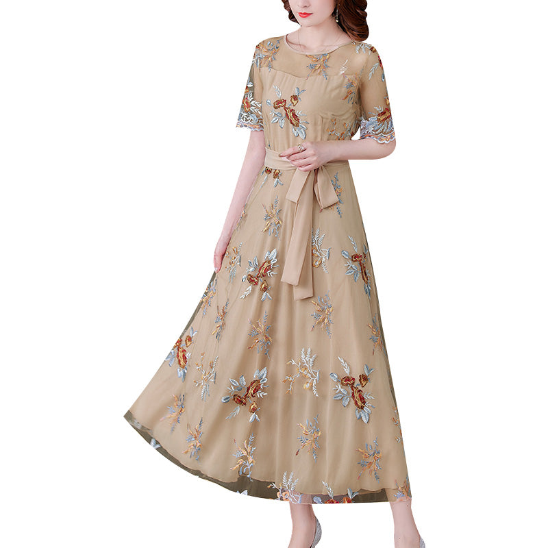 Heavy Industry Embroidery Net Yarn Dress Women NorixaFashion.com