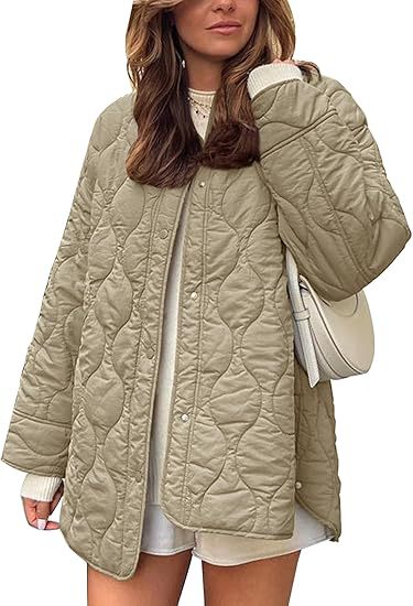 European And American Style Chic String Decoration Simple Solid Color Round Neck Loose Cotton Coat LadyShow.Store