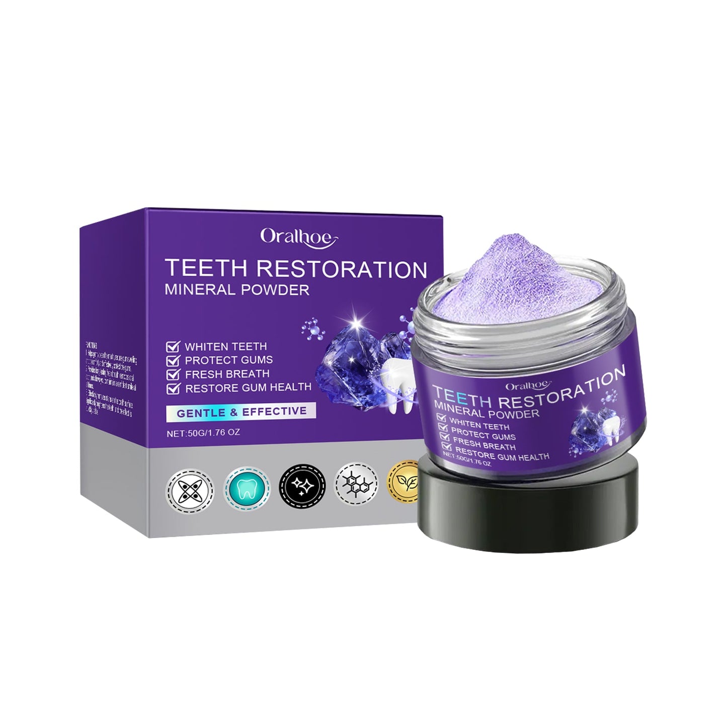 Purple Whitening Tooth Powder 50g Tri Light Beauty