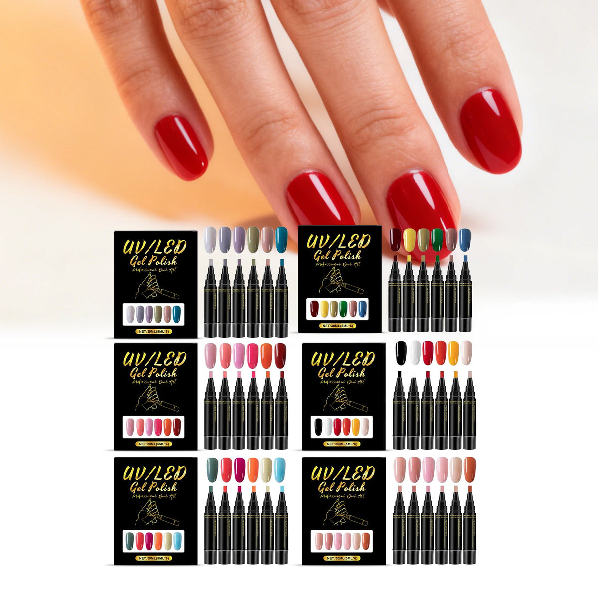 Nail Polish Pen 6pc 1box Tri Light Beauty