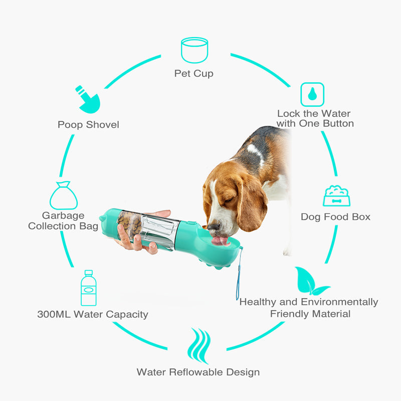 Pet Water Bottle Feeder Bowl Garbage Bag Storage Portable Pet Outdoor Travel 3 In 1 Dog Water Bottle Pets Fashion