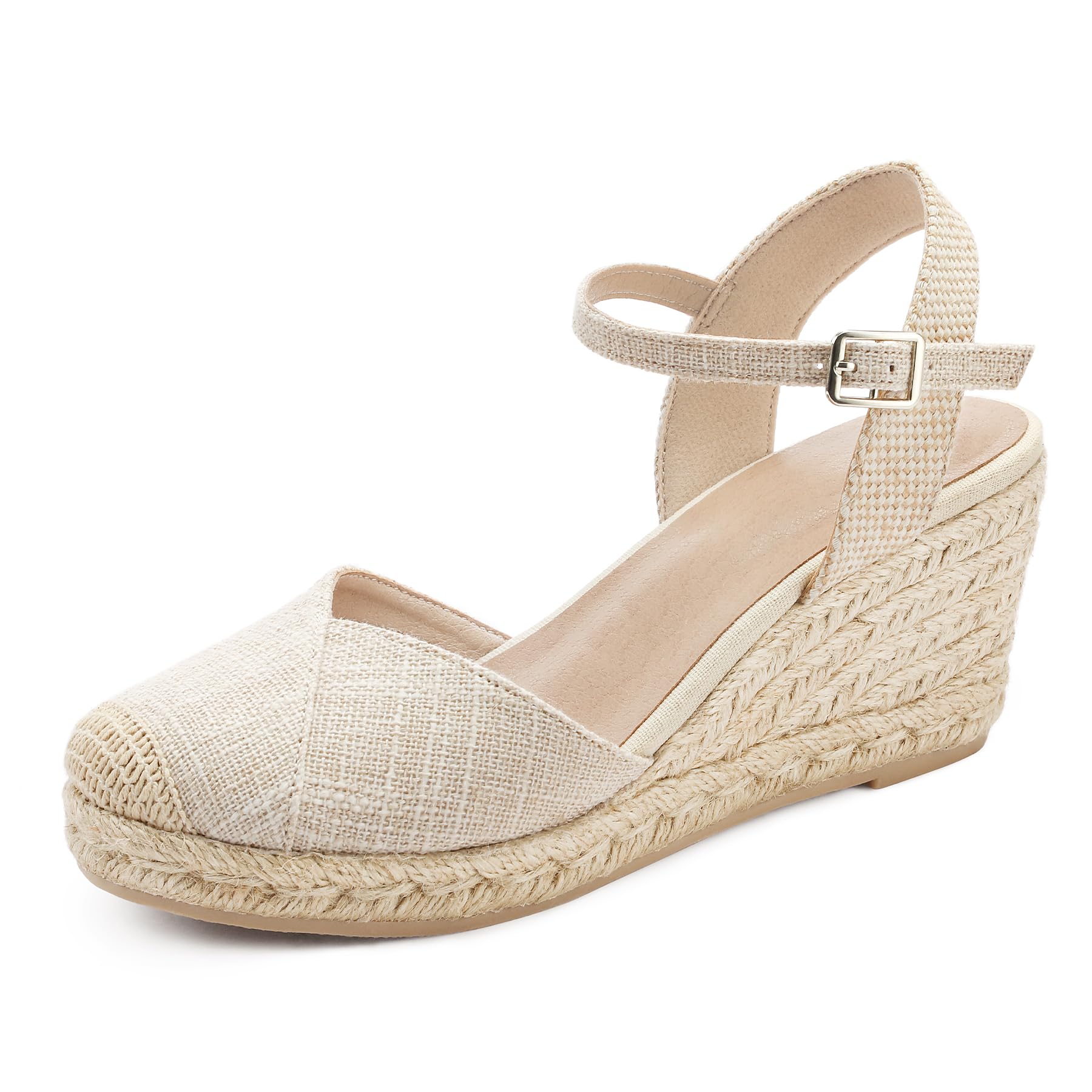 Qonetic Womens Closed Toe Platform Sandals Summer Buckle Ankle Strap Espadrilles Wedge Sandals Best YouTube Store