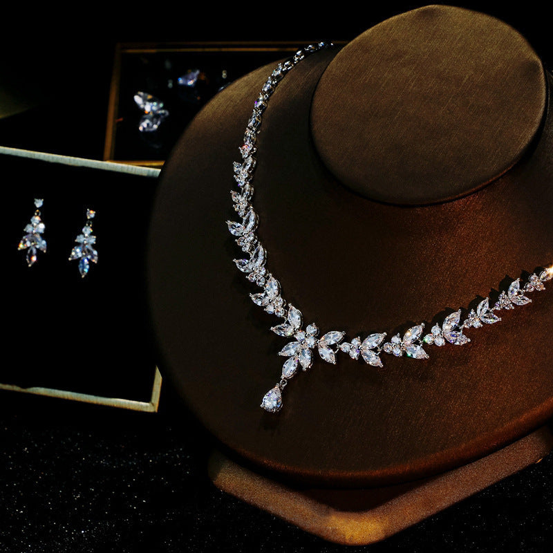 Simple White Bride Zircon Set Women LadyShow.Store