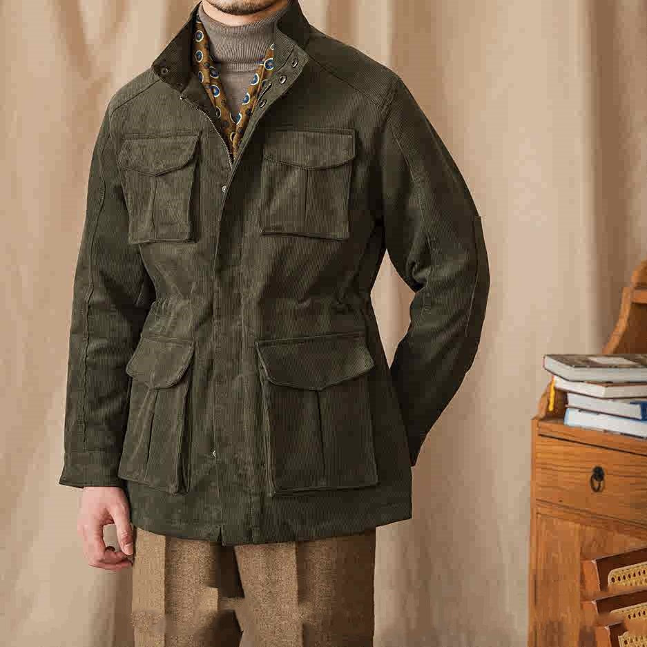 Autumn And Winter Corduroy Safari Jacket Jacket Windproof Stand Collar Casual Best YouTube Store