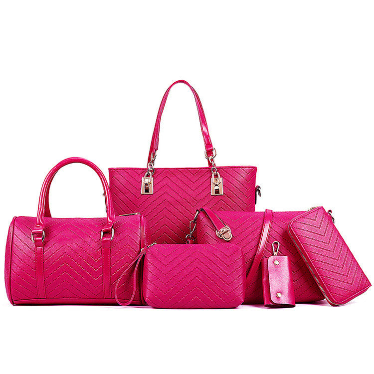 Trendy Embossed Six-Piece Mother Bag Set LadyShow.Store