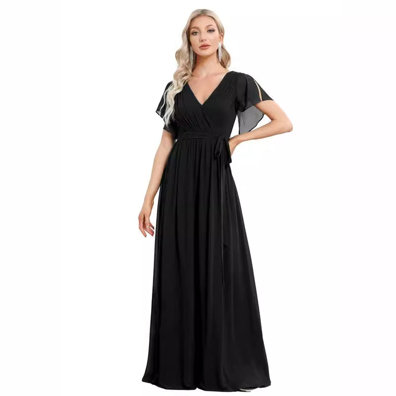 Sexy V-neck Chiffon Dress Women NorixaFashion.com