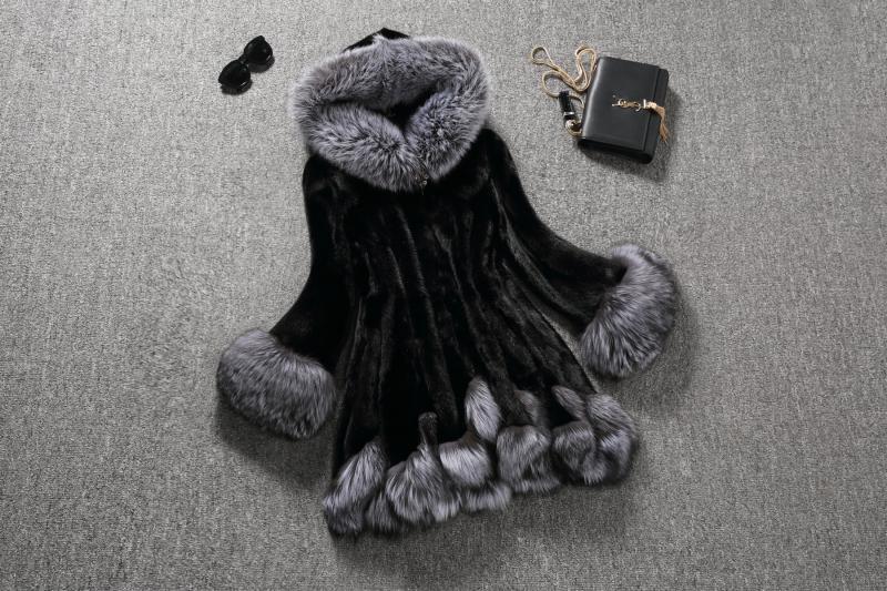 Faux Fur Women's White Rabbit Fur Mink Fur Winter Hooded Coat NorixaFashion.com