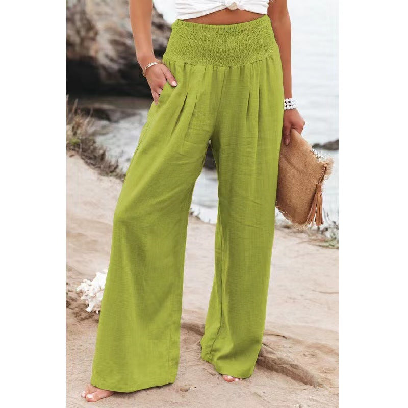 Women's Pants Casual Wide Leg Cotton Linen Loose Trousers NorixaFashion.com