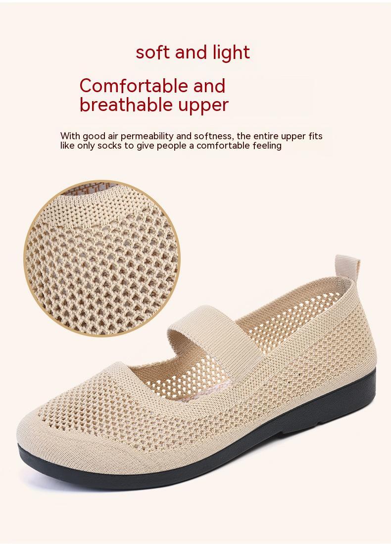 Breathable Woven Women's Casual Shoes - Lightweight Hollow Out Summer Mom Shoes with Soft PVC Sole (Black/Gray/Cyan/Apricot, Sizes 35-41) LadyShow.Store