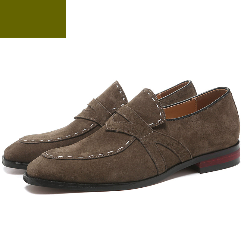 Pointed Toe Frosted Leather Shoes Best YouTube Store