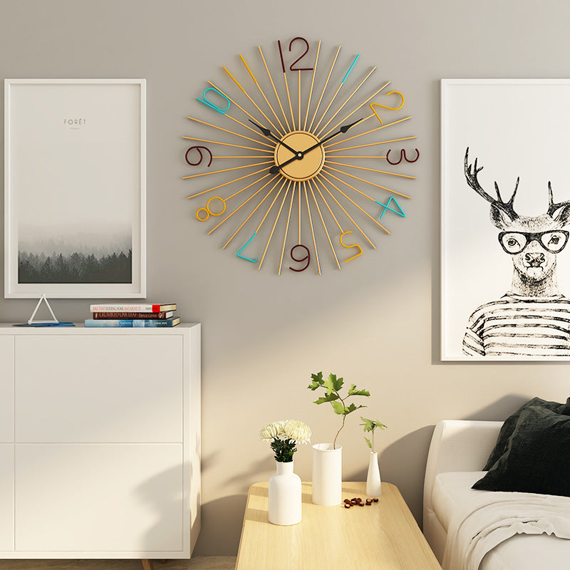 Fashion Silent Metal Wall Clock Creative Living Room PearlNestDecor.com