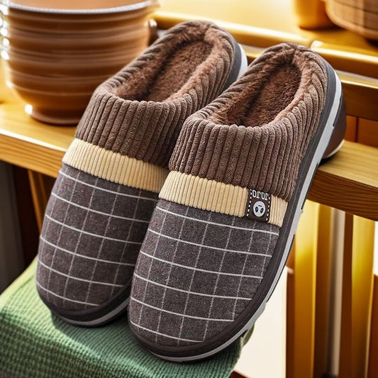 Mens Cotton Slippers For Winter Non-slip  Warm And With A Thick Sole Best YouTube Store