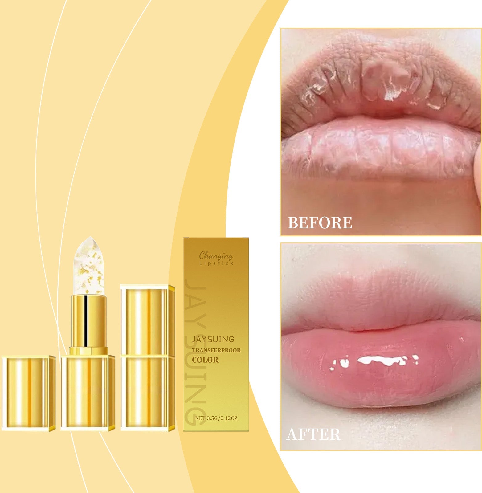 Gold Leaf Color-Changing Moisturizing Lipstick Tri Light Beauty