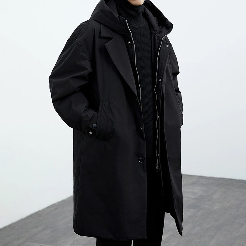 Coat Coat Men's False Two Pieces Hooded Mid-length Trench Coat LadyShow.Store
