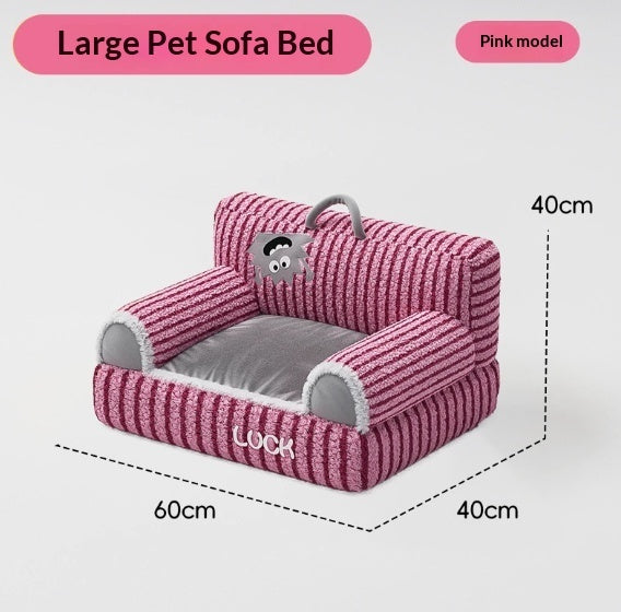 Cat Bed Pet Plush Sofa Cat Striped Raised And Thickened Non-Slip Sofa Pets Fashion