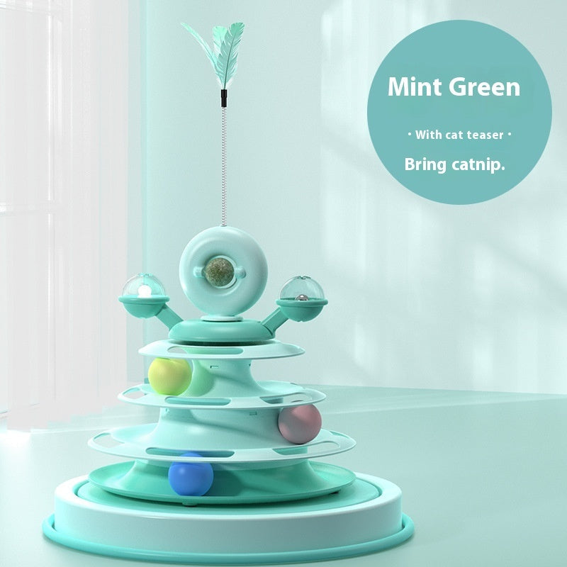 4 Levels Cat Toy Tower Turntable Roller Balls Toys Interactive Intelligence Pets Toys Training Track Puzzle Funny Games Accessories Pet Products Pets Fashion