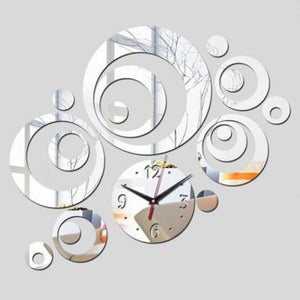 Creative Diy Circle Mirror Clock Wall Sticker PearlNestDecor.com