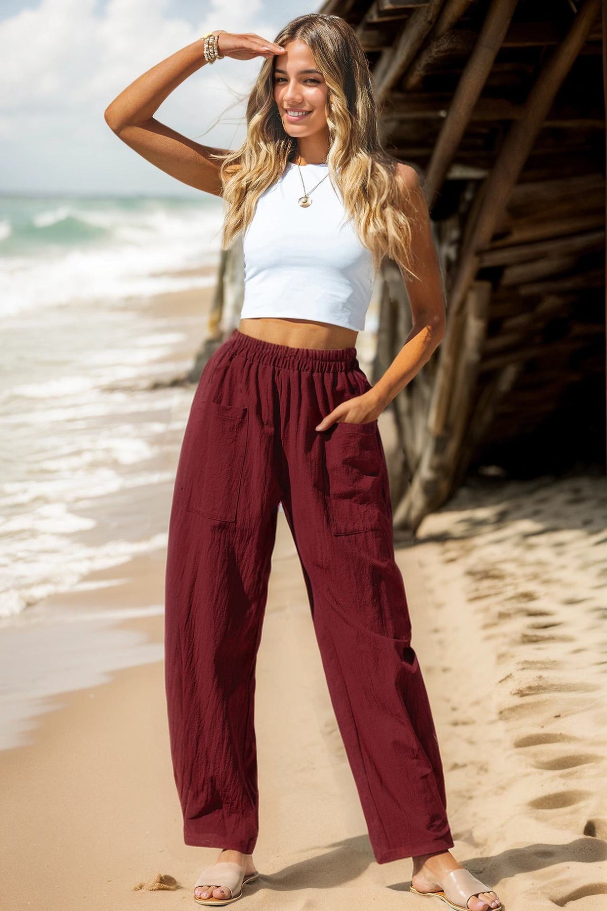 Women's Cotton And Linen Casual Pants Vacation Style NorixaFashion.com