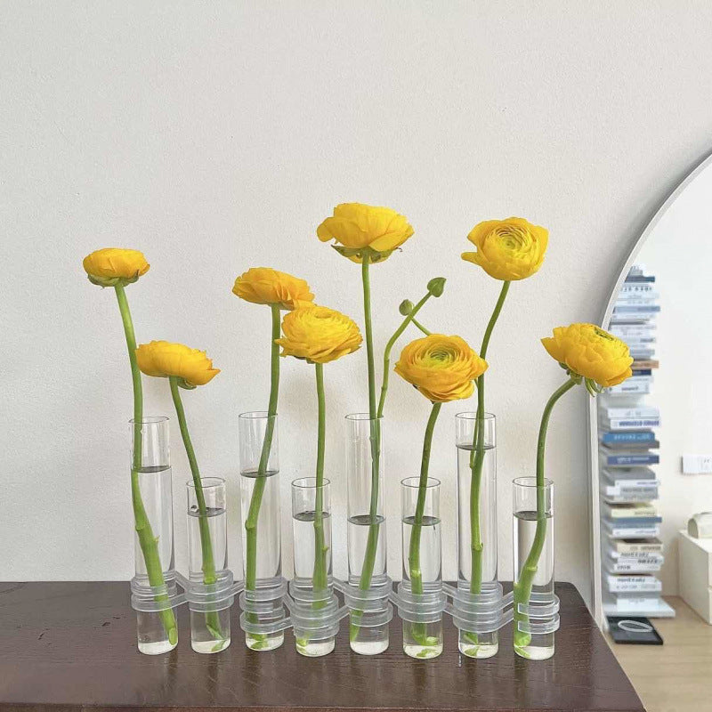 Test Tube Clear Glass Vase For Plant Bottle Flower Pot Hydroponic Container Decor Wedding Party Floral Hinged Flower Vases Home Decor PearlNestDecor.com