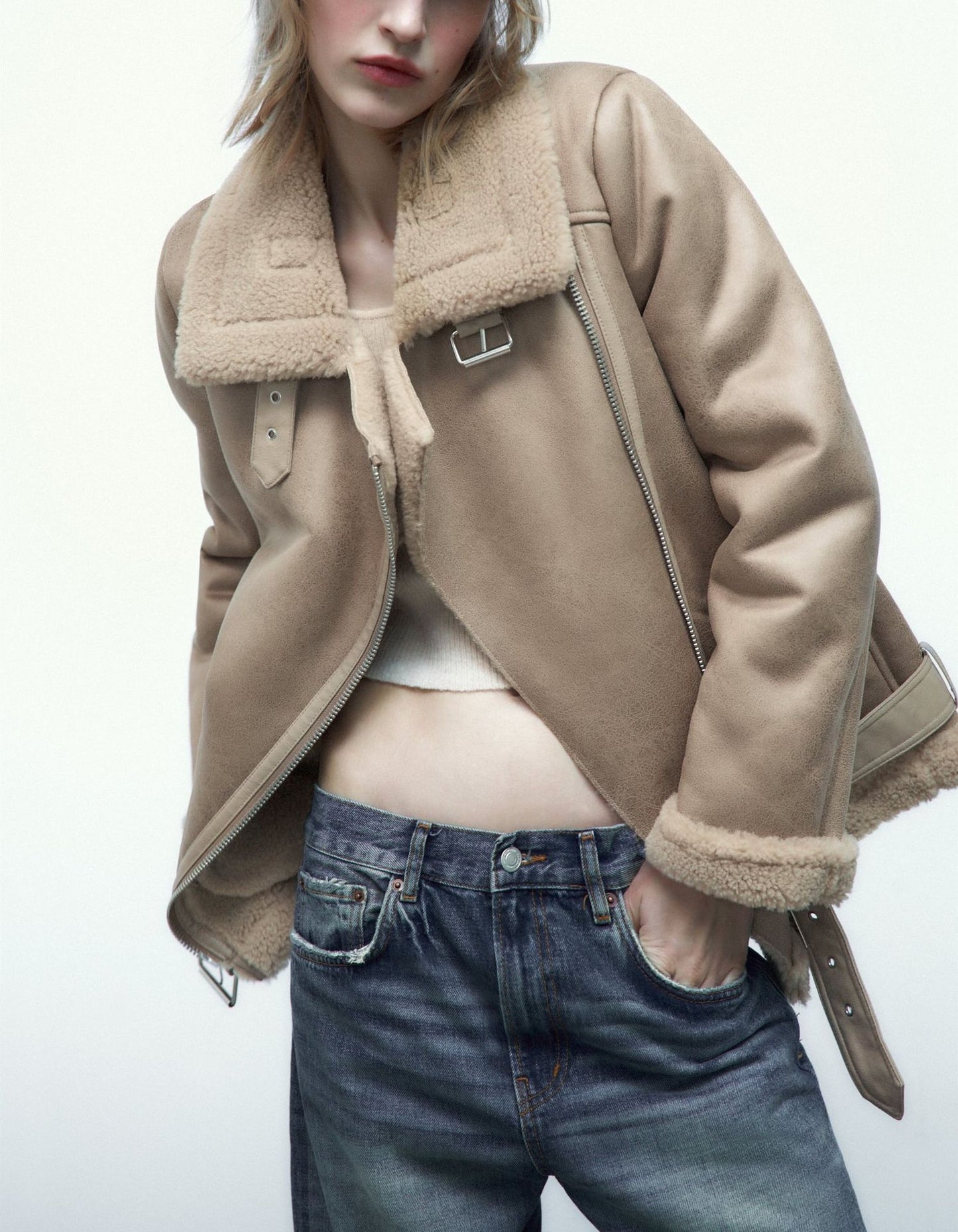 Women's Double-sided Suede Motorcycle Jacket LadyShow.Store