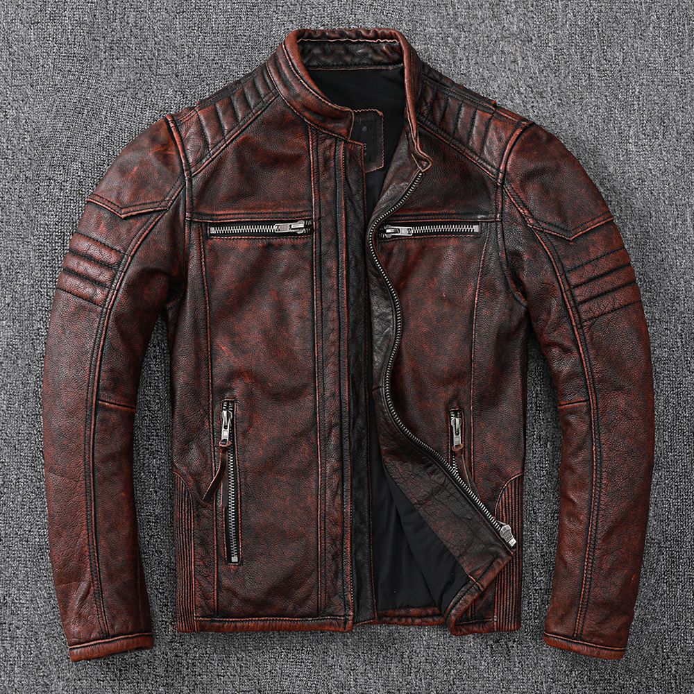 Harley Motorcycle Jacket in Vintage Genuine Leather Pi-Mart