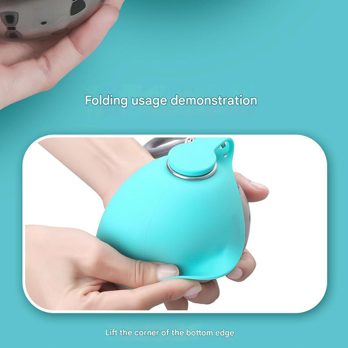 Outdoor 304 Stainless Steel Round Hanging Carabiner Folding Silicone Water Bottle Pets Fashion