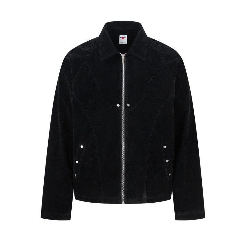 Retro Patchwork Black Jacket Unisex Designer-Style Niche Loose Coat Best YouTube Store