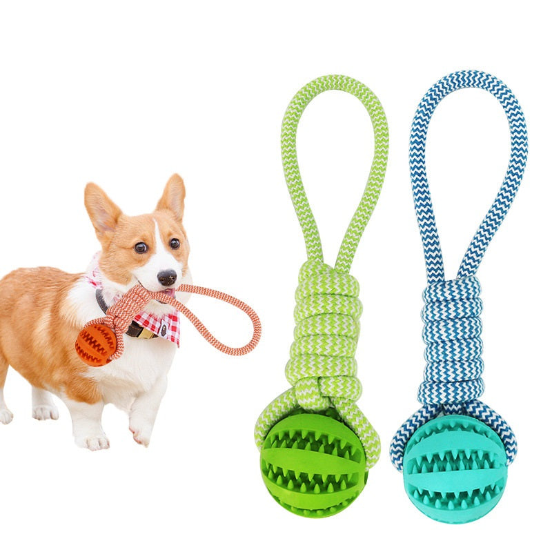 Dog Toys Treat Balls Interactive Hemp Rope Rubber Leaking Balls For Small Dogs Chewing Bite Resistant Toys Pet Tooth Cleaning Bite Resistant Toy Ball For Pet Dogs Puppy Pets Fashion