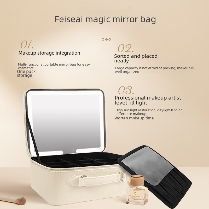 Portable LED Makeup Mirror with Storage for Girls LadyShow.Store