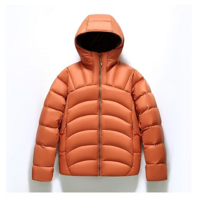 2025 New Unisex Hooded Down Jacket Couple Style Ribbed