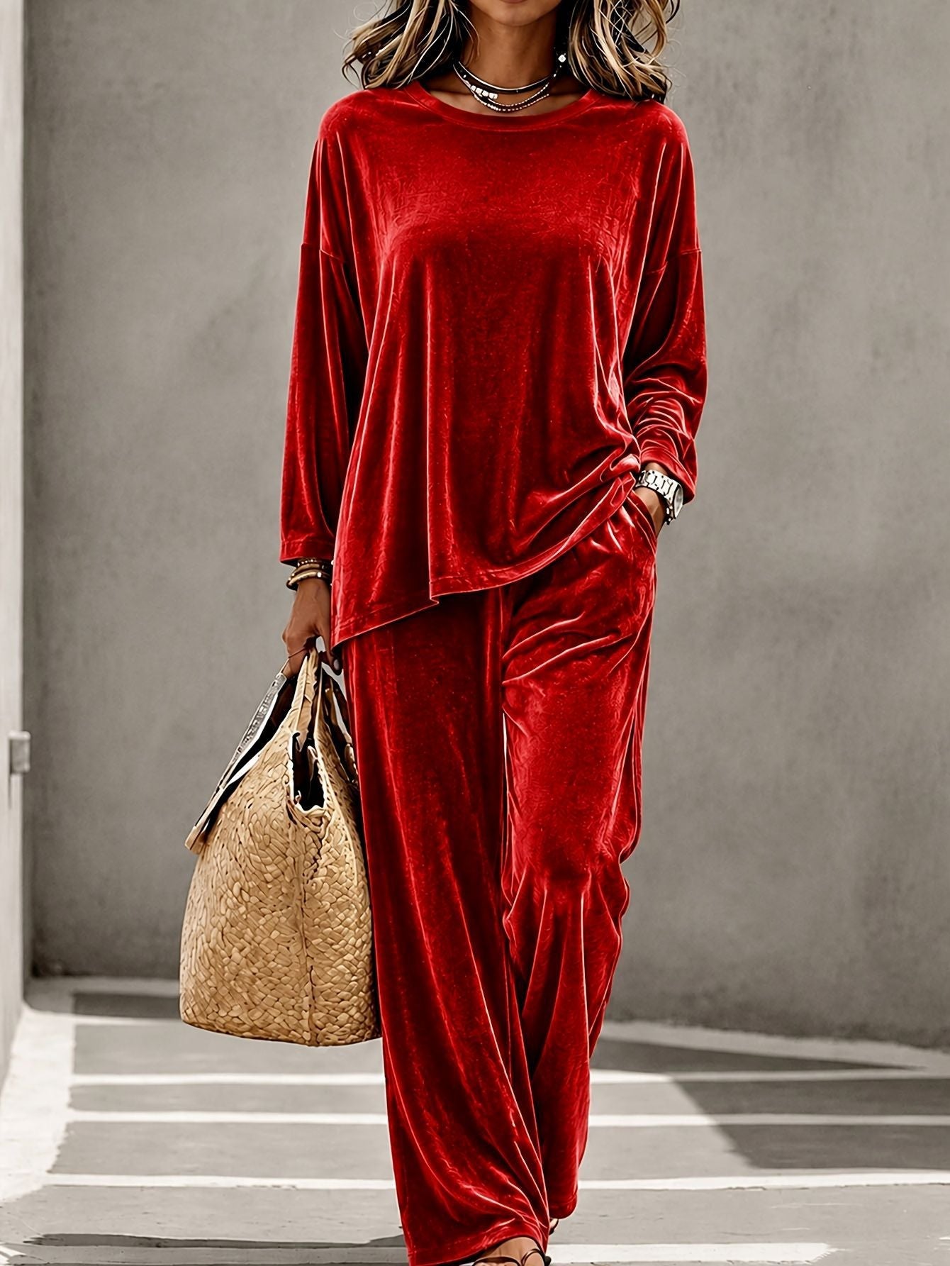 Fashionable Casual Velvet Multi-color Womens Set NorixaFashion.com