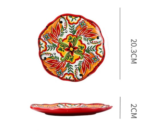 Underglaze Ceramic Tableware Bohemian Household Dishes LadyShow.Store