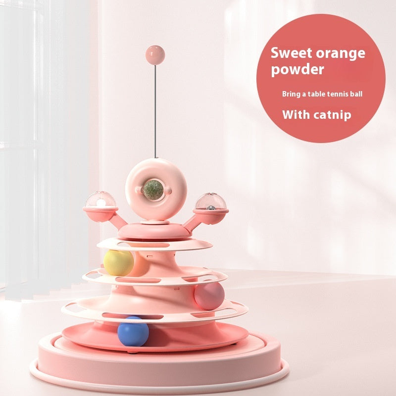 4 Levels Cat Toy Tower Turntable Roller Balls Toys Interactive Intelligence Pets Toys Training Track Puzzle Funny Games Accessories Pet Products Pets Fashion