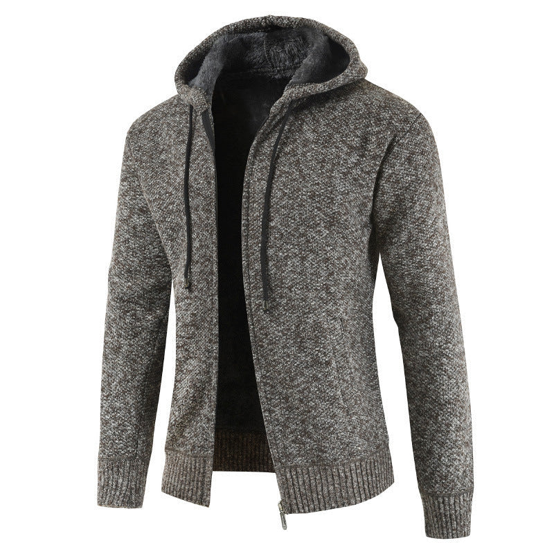 2026 Cross-Border Ebay Autumn And Winter New Men's Thickened Fleece Cardigan Sweater Men's Hooded Cardigan Jacket NorixaFashion.com