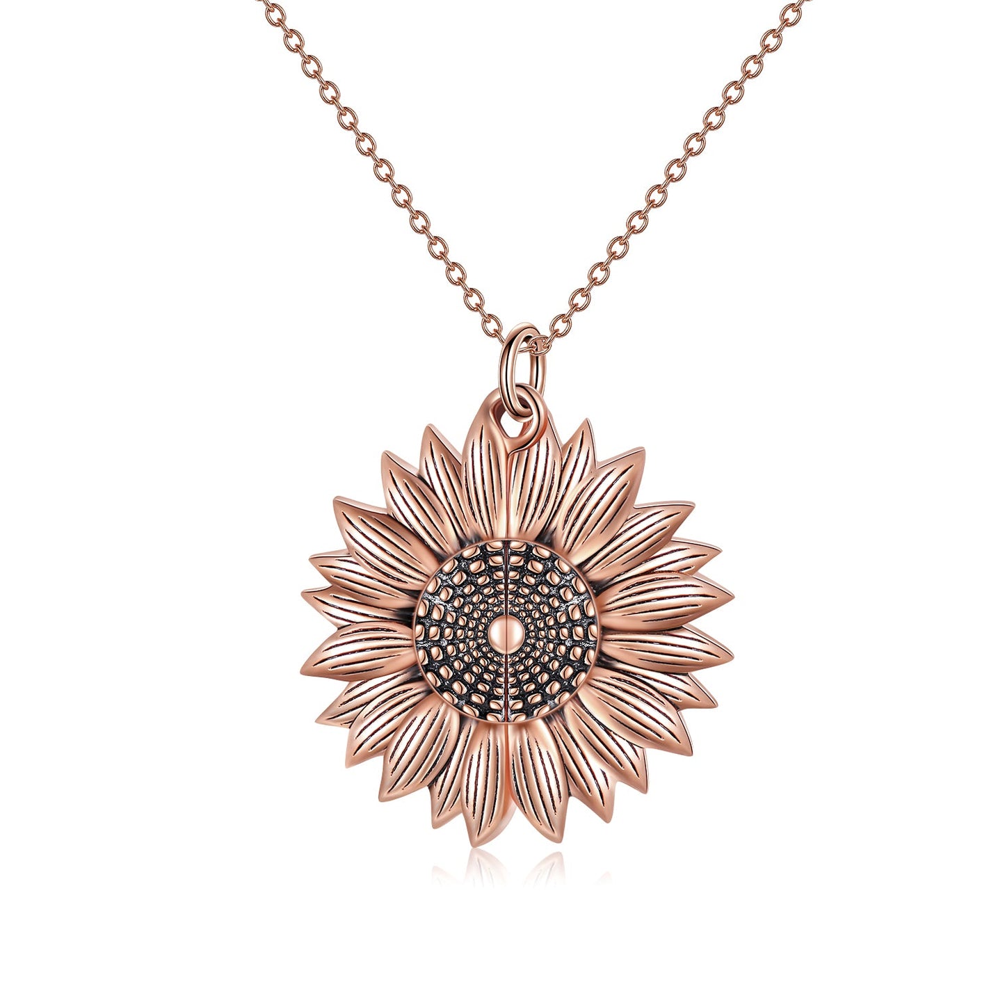 925 Sterling Silver Sunflower Photo Locket Necklace You Are My Sunshine Engraved Pendant LadyShow.Store