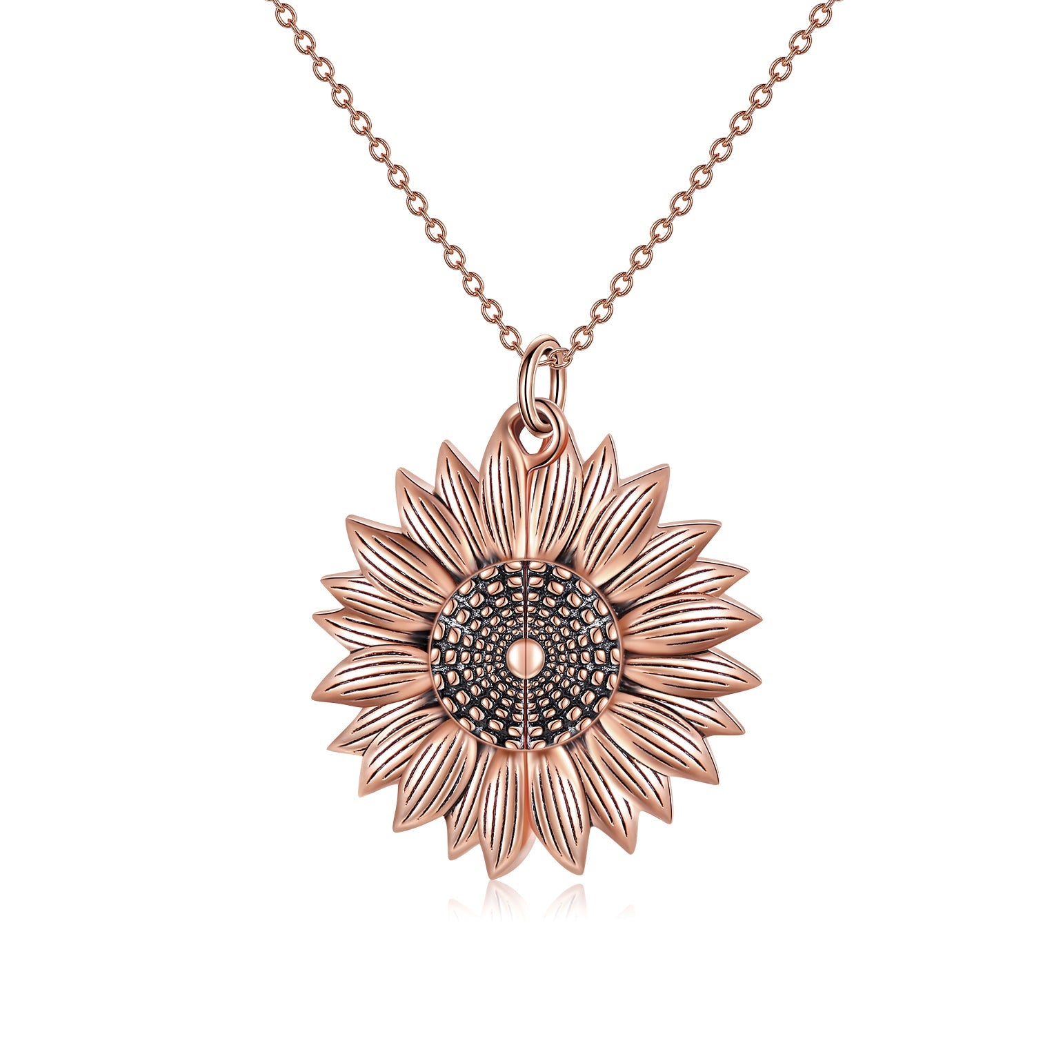 925 Sterling Silver Sunflower Photo Locket Necklace You Are My Sunshine Engraved Pendant LadyShow.Store