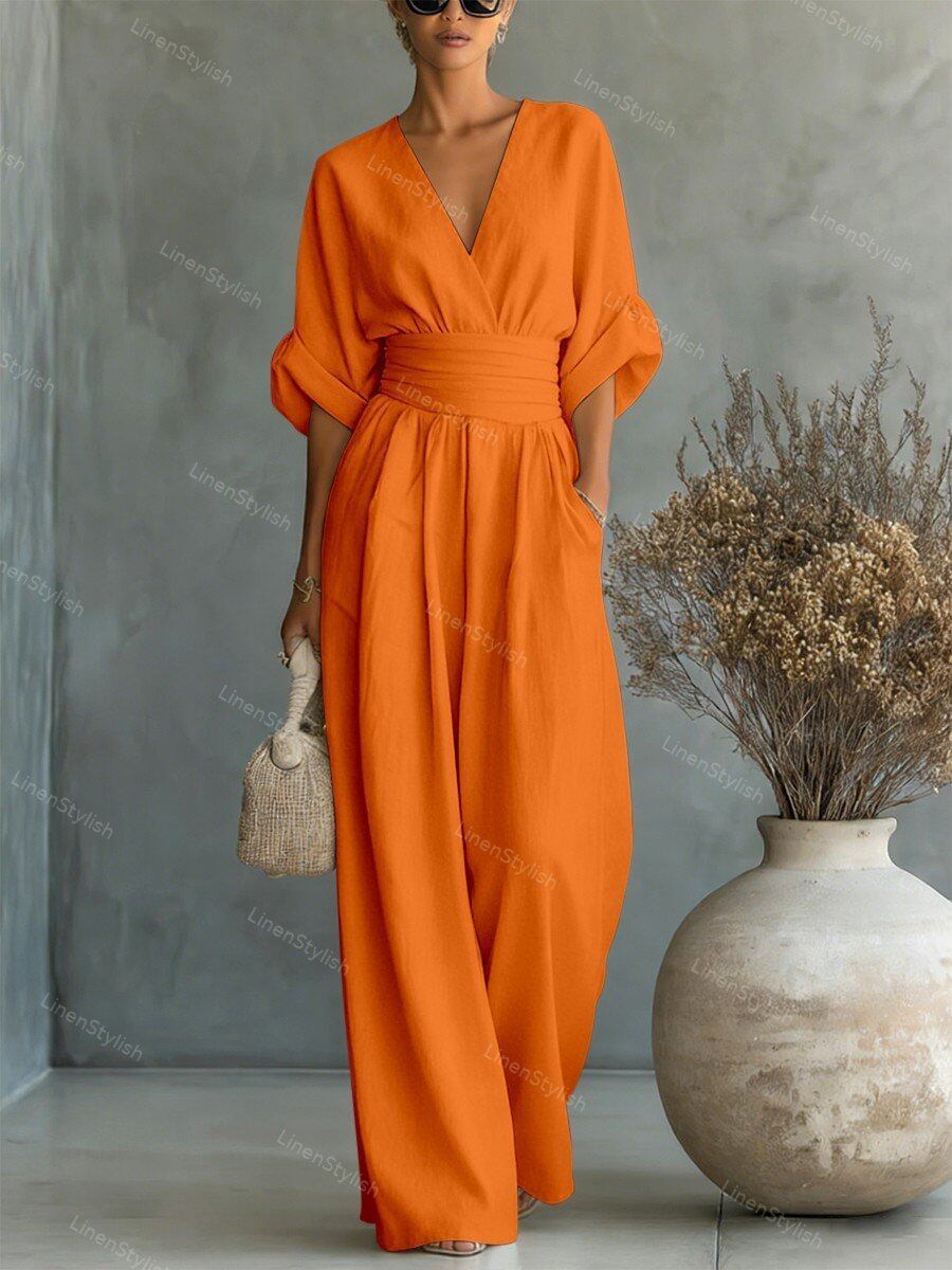 Waist-cinching V-neck Elegant Womens Jumpsuit LadyShow.Store