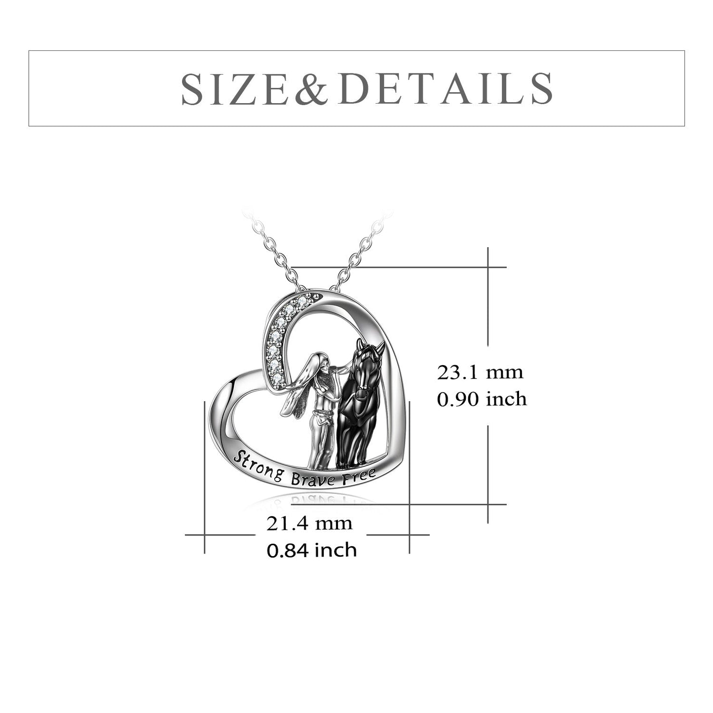 Sterling Silver Horse and Girl Pendant Necklace for Girls Women LadyShow.Store