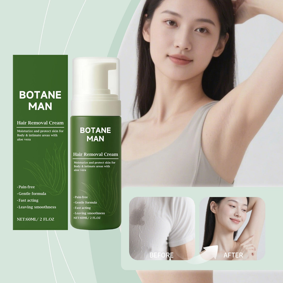 Shu Run Gentle Hair Removal Mousse 60ml  1box Tri Light Beauty