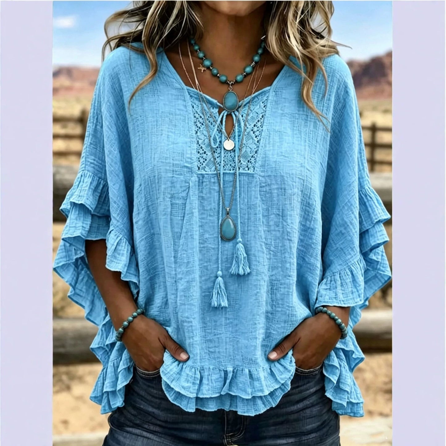 Seasonal European And American Cross-border V-neck Top NorixaFashion.com